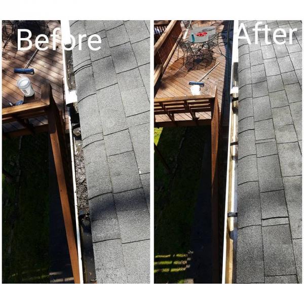 Before and after doing our gutter cleaning. 