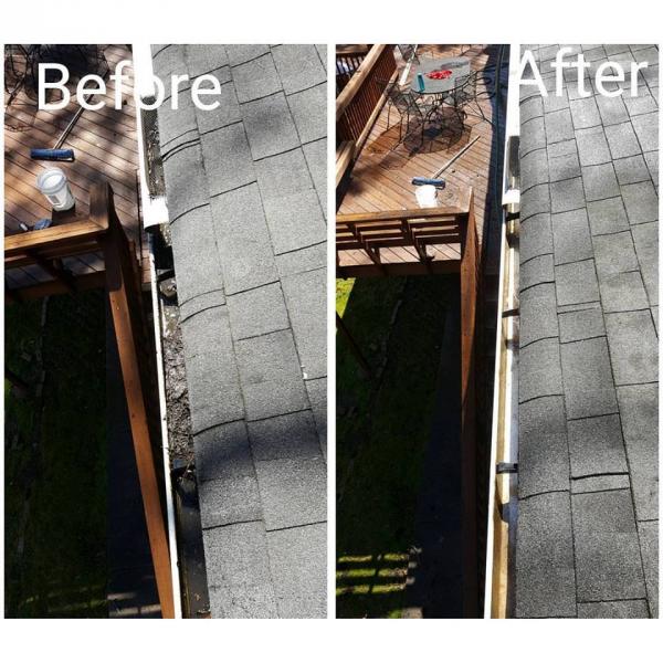 Before and after doing our gutter cleaning. 